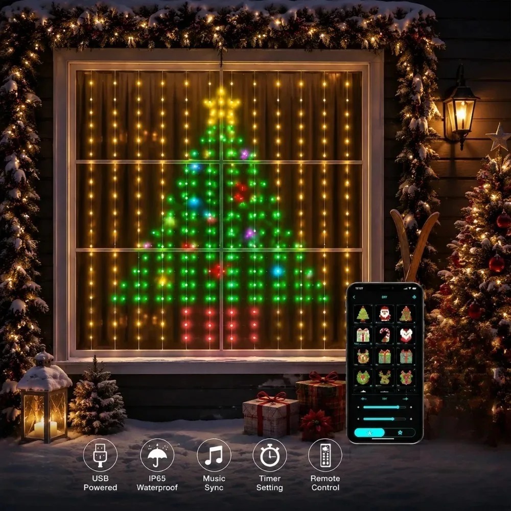 Smart Home Lighting - Lampu Tirai LED Pixel dengan Kontrol