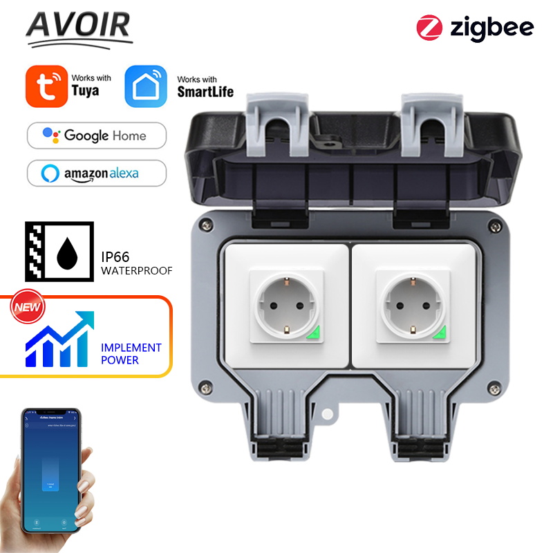 Smart Outdoor Plug - Avoir Tuya Zigbee soket listrik IP66,
