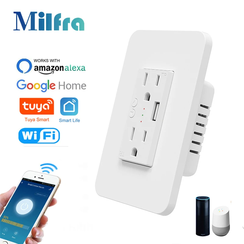 Smart Outdoor Plug - Milfra soket pintar Wifi dinding ganda,
