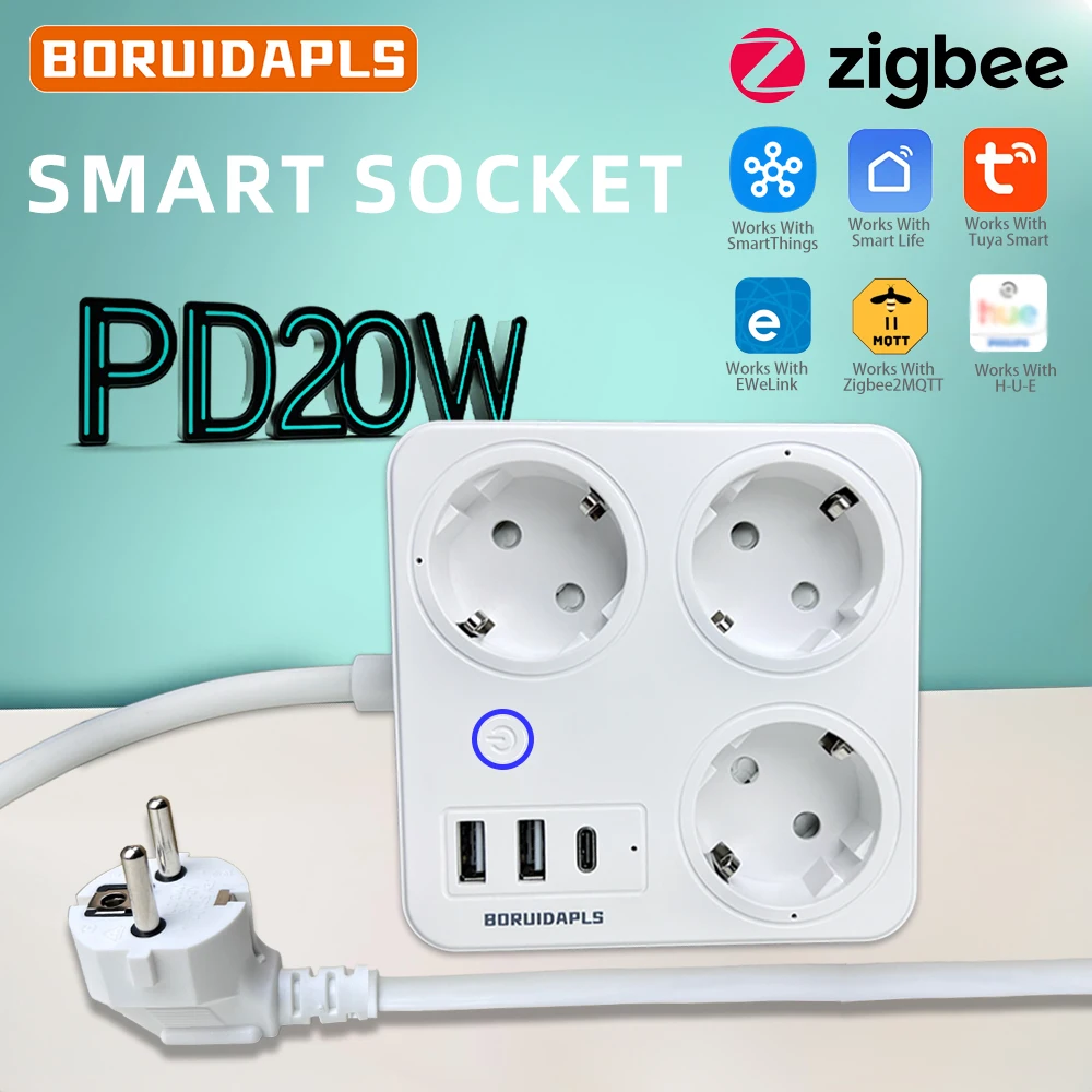 BORUIDAPLS ZigBee EU Smart Pow - Smart Power Strip ulasan dan harga