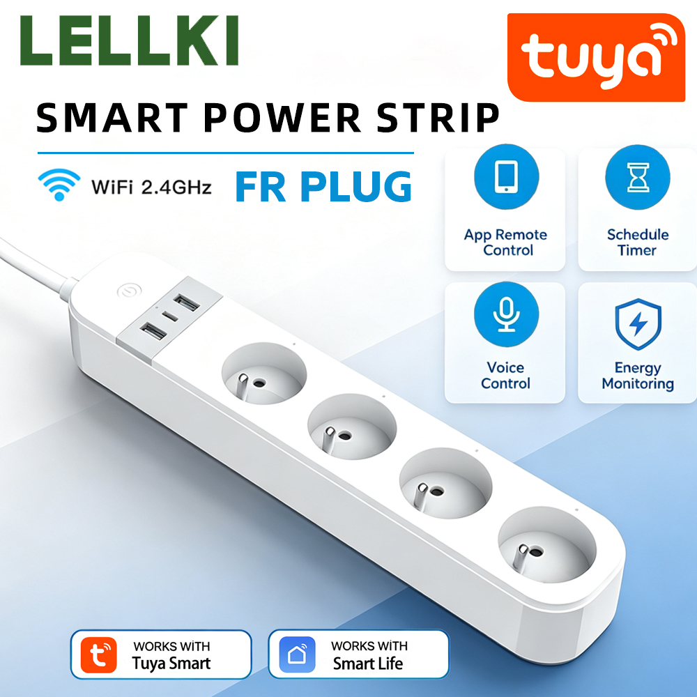LELLKI FR WiFi Tuya Smart Powe - Smart Power Strip ulasan dan harga